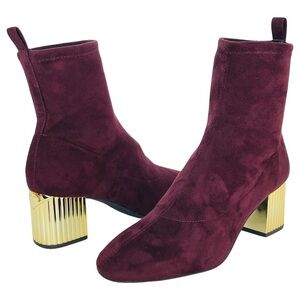 Michael Kors Porter Mid Shaft Merlot Microsuede Womens Ankle Boots Size 7.5M